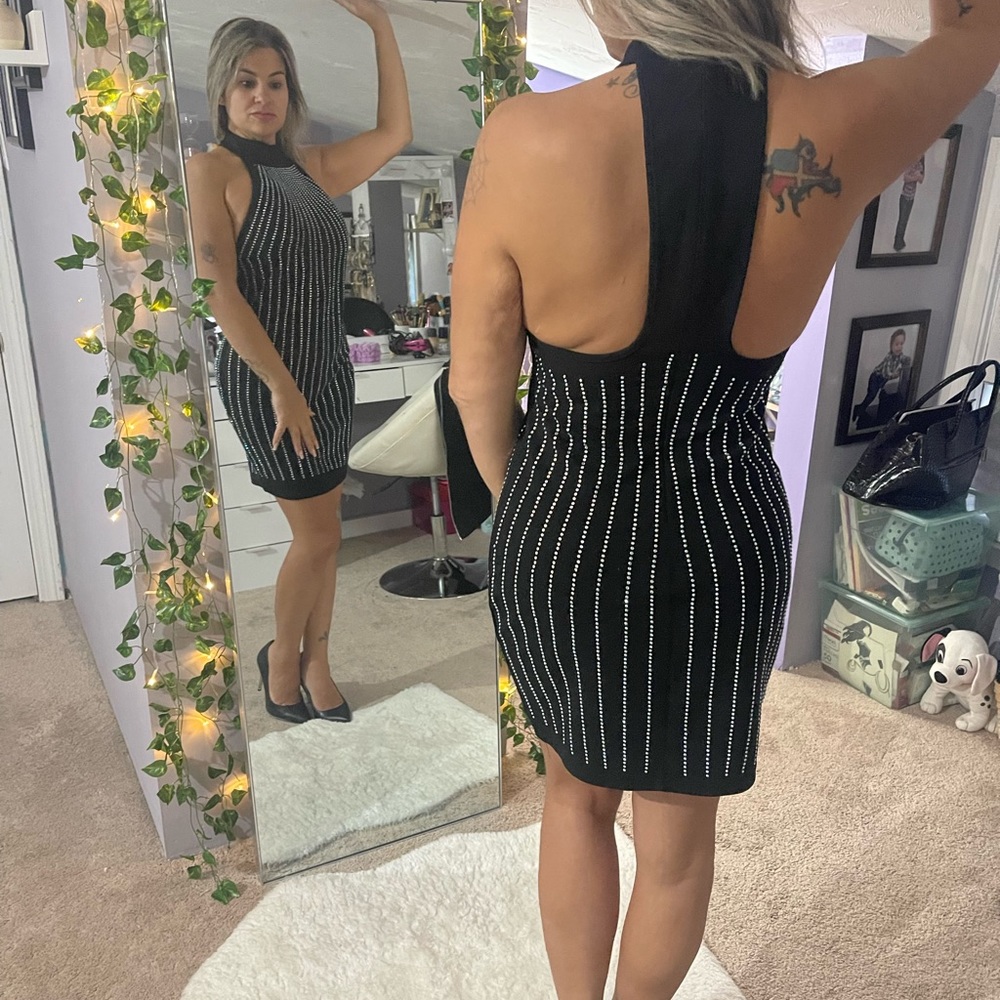 Black rhinestone dress